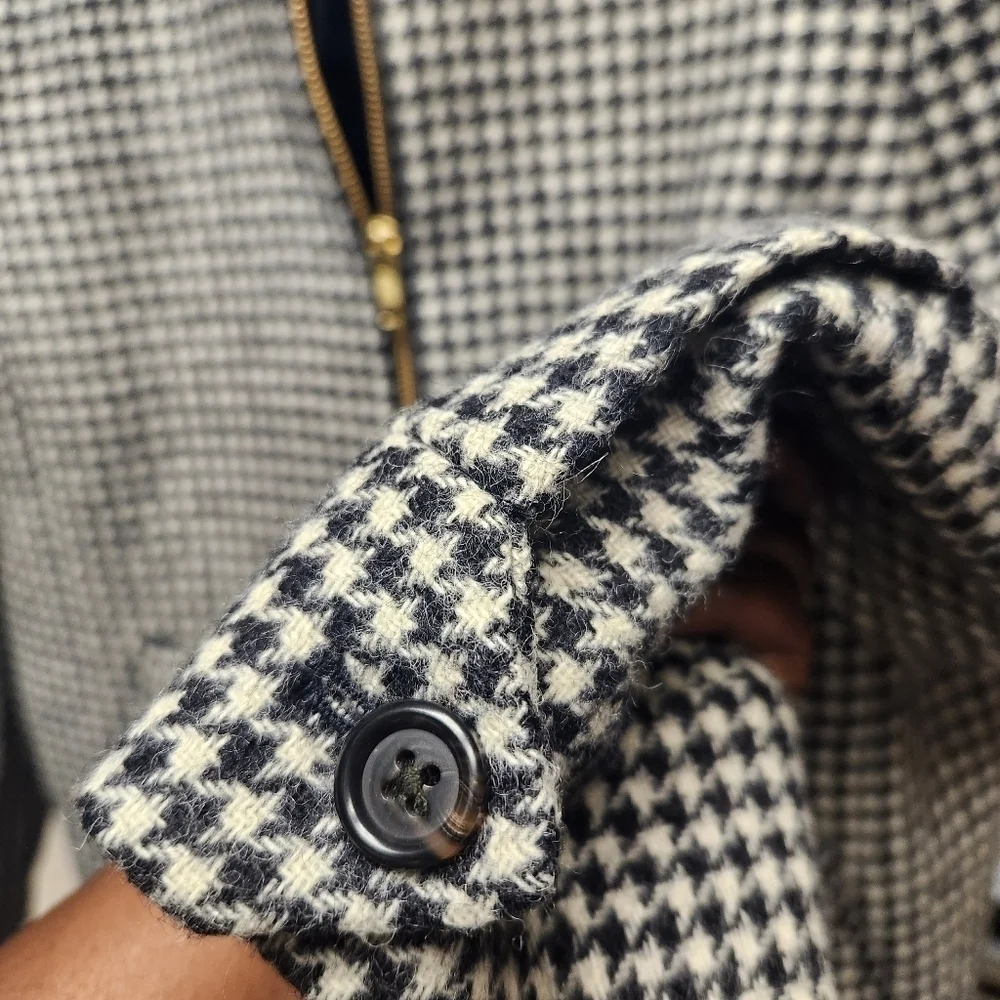 J.Crew Houndstooth Bomber Jacket Sz. S Preppy Wool
